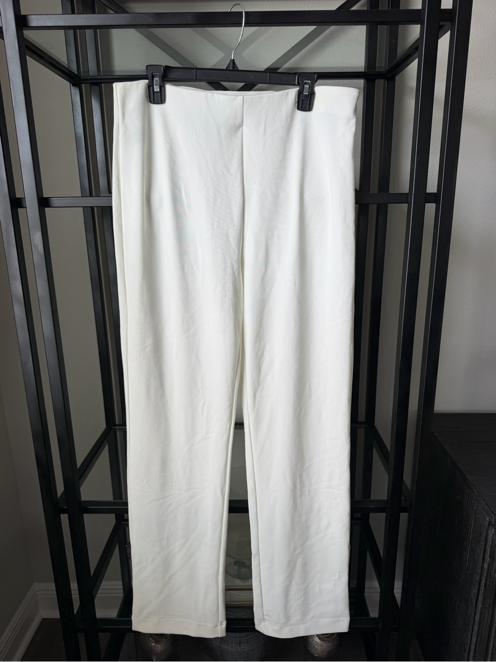Boston Proper White Straight-Leg High-Waist Pants